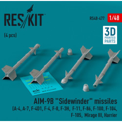 Reskit Rs48-0477 1/48 Aim 9b Sidewinder Missiles 4pcs A4 A7 F4d1 F4 F8 F3h F11 F86 F100 F104 F105 Mirage Iii Harrier 3d Printed