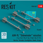 Reskit Rs48-0481 1/48 Aim 9l Sidewinder Missiles 4pcs F4 F5 F15 F16 F18 F22 F111 Harrier Tornado Eurofighter Hawk Gripen 3d Printed