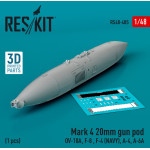 Reskit Rs48-0485 1/48 Mark 4 20mm Gun Pod Ov10a F8 F4 Usn A4 A6a 1pcs 3d Printed