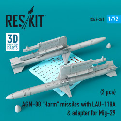 Reskit RS72-0391 1/72 AGM-88 Harm missiles with LAU-118 & adapter for Mig-29