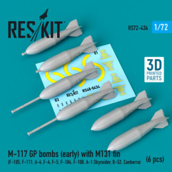 Reskit Rs72-0434 M-117 Gp Bombs Early With M131 Fin 6 Pcs F-105 F-111 A-4 F-4 F-5 F-104 F-100 A-1 Skyraider B-52 Canberra 3d Printing