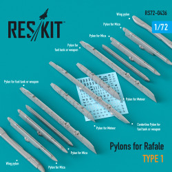 Reskit Rs72-0436 1/72 Pylons For Rafale Type 1 Resin 3d Accessories