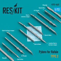 Reskit Rs72-0437 1/72 Pylons For Rafale Type 2 Resin 3d Accessories