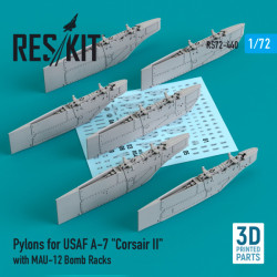 Reskit Rs72-0440 1/72 Pylons For Usaf A-7 Corsair Ii With Mau-12 Bomb Racks 3d Printing