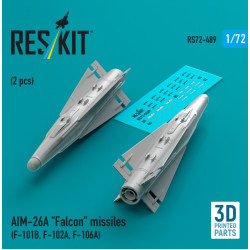 Reskit Rs72-0489 1/72 Aim-26a Falcon Missiles 2 Pcs F-101b F-102a F-106a 3d Printed