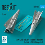 Reskit Rs72-0503 1/72 Aim-26b Rb.27 Falcon Missiles 2pcs F-106a J-35f/J Mirage 3-s 3d Printed