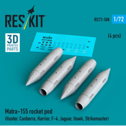 Reskit Rs72-0508 1/72 Matra-155 Rocket Pod 4pcs Hunter Canberra Harrier F-4 Jaguar Hawk Strikemaster 3d Printed