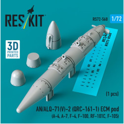 Reskit Rs72-0560 1/72 An/Alq-71v-2 Qrc-161-1 Ecm Pod 1pcs A-4 A-7 F-4 F-100 Rf-101c F-105 3d Printed