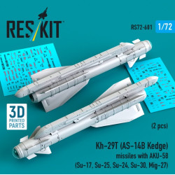 Reskit Rs72-0601 1/72 Kh-29t As-14b Kedge Missiles With Aku-58 2 Pcs Su-17 Su-25 Su-24 Su-30 Mig-27 3d Printed