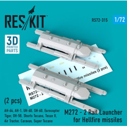 Reskit Rs72-0315 1/72 M272 - 2 Rail Launcher For Hellfire Missiles 2pcs Ah-64 Ah-1 Uh-60 Sh-60 Eurocopter Tiger Oh-58 Shorts Tucano Texan Ii Air Tractor Caravan Super Tucano