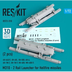 Reskit Rs72-0318 1/72 M310 - 2 Rail Launcher For Hellfire Missiles 2 Pcs Ah-64d/E Uh-60l Oh-58d Ah-6 Ah-1w/Z Uh-1n/Y Hh-60h Mh-60r/S