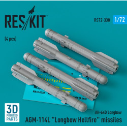 Reskit Rs72-0330 1/72 Agm-114l Longbow Hellfire Missiles 4 Pcs Ah-64d Longbow 3d Printed