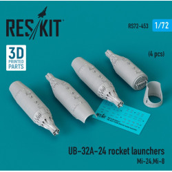 Reskit Rs72-0453 1/72 Ub32a24 Rocket Launchers 4pcs Mi24 Mi8 3d Printed