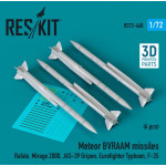 Reskit Rs72-0460 1/72 Meteor Bvraam Missiles 4pcs Rafale Mirage 2000 Jas39 Gripen Eurofighter Typhoon F35 3d Printed