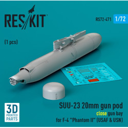 Reskit Rs72-0471 1/72 Suu 23 20mm Gun Pod Close Gun Bay For F4 Phantom Ii Usaf 1pcs 3d Printed