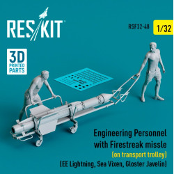 Reskit Rsf32-0048 1/32 Engineering Personnel With Firestreak Missile On Transport Trolley Ee Lightning Sea Vixen Gloster Javelin 3d Printed