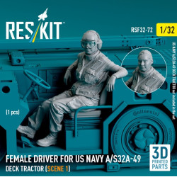 Reskit Rsf32-0072 1/32 Female Driver For Us Navy A/S32a 49 Deck Tractor Scene1 1pcs 3d Printed