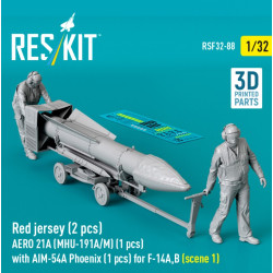 Reskit Rsf32-0088 1/32 Red Jersey 2 Pcs Aero 21a Mhu-191a/M 1 Pcs With Aim-54a Phoenix 1 Pcs For F-14a B Scene 1 3d Printed