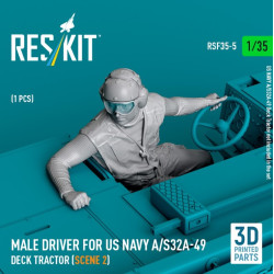 Reskit Rsf35-0005 1/35 Male Driver For Us Navy A/S32a-49 Deck Tractor Scene 2 1 Pcs 3d Printed