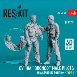 Reskit Rsf48-0041 1/48 Ov 10a Bronco Male Pilots In A Standing Position Type 2 2 Pcs 3d Printed