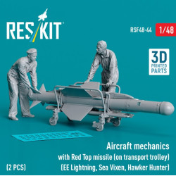 Reskit Rsf48-0044 1/48 Aircraft Mechanics With Red Top Missile On Transport Trolley Ee Lightning Sea Vixen, Hawker Hunter 2 Pcs 3d Printed