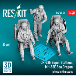 Reskit Rsf48-0079 1/48 Ch-53e Super Stallion Mh-53e Sea Dragon Pilots In The Seats 3 Pcs 3d Printed