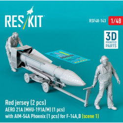 Reskit Rsf48-0143 1/48 Red Jersey 2 Pcs Aero 21a Mhu-191a/M 1 Pcs With Aim-54a Phoenix 1 Pcs For F-14a B Scene 1 3d Printed
