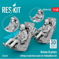 Reskit Rsf48-0165 1/48 Rafale B Pilots Sitting In Ejection Seats For Hobbyboss Kit 2 Pcs 3d Printed