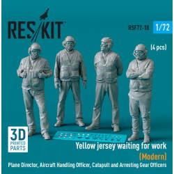 Reskit Rsf72-0018 1/72 Yellow Jersey Waiting For Work Modern Plane Director Aircraft Handling Officer Catapult And Arresting Gear Officers 4 Pcs 3d Printed