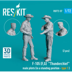 Reskit Rsf72-0057 1/72 F-105 F G Thunderchief Male Pilots In A Standing Position Type1 2 Pcs 3d Printed