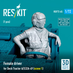 Reskit Rsf72-0065 1/72 Female Driver For Deck Tractor A/S32a-49 Scene 1 1 Pcs