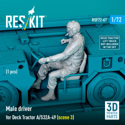 Reskit Rsf72-0067 1/72 Male Driver For Deck Tractor A/S32a-49 Scene 3 1 Pcs
