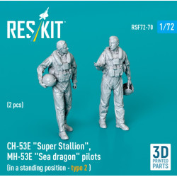 Reskit Rsf72-0070 1/72 Ch-53e Super Stallion Mh-53e Sea Dragon Pilots In A Standing Position Type2 2pcs 3d Printed