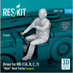 Reskit Rsf72-0084 1/72 Driver For Md-3 A B C T Mule Deck Tractor Scene 2 1 Pcs 3d Printed