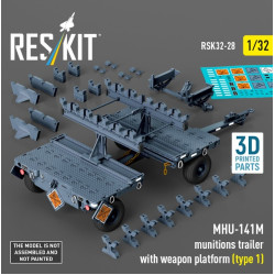 Reskit Rsk32-0028 1/32 Mhu-141m Munitions Trailer With Weapon Platform Type 1 3d Printed Model Kit