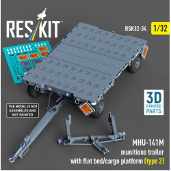 Reskit Rsk32-0034 1/32 Mhu-141m Munitions Trailer With Flat Bed/Cargo Platform Type 2 3d Printed Model Kit