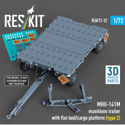 Reskit Rsk72-0032 1/72 Mhu-141m Munitions Trailer With Flat Bed/Cargo Platform Type 2 3d Printed Model Kit