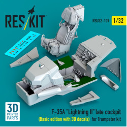 Reskit Rsu32-0109 1/32 F-35a Lightning 2 Late Cockpit Basic Edition With 3d Decals For Trumpeter Kit 3d Printed