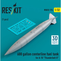 Reskit Rsu32-0174 1/32 600 Gallon Centerline Fuel Tank For A10 Thunderbolt Ii 1pcs 3d Printed