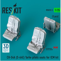 Reskit Rsu35-0005 1/35 Ch-54a S-64e Tarhe Pilots Seats For Icm Kit 3 Pcs 3d Printed