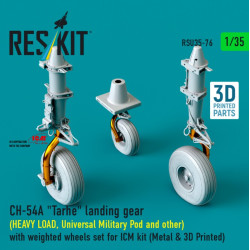 Reskit Rsu35-0076 1/35 Ch-54a Tarhe Landing Gear Heavy Load Universal Military Pod And Other With Weighted Wheels Set For Icm Kit Metal 3d Printed