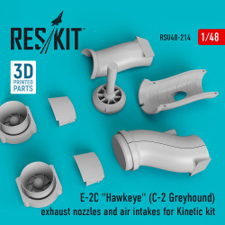 Reskit RSU48-0214 1/48 E-2C Hawkeye C-2 Greyhound exhaust nozzles and air intakes for Kinetic kit (3D Printing) (1/48)