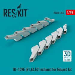 Reskit RSU48-0263 1/48 Bf-109E (E1,E4,E7) exhaust for Eduard kit (3D Printing)