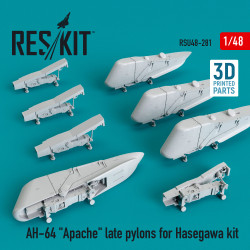 Reskit RSU48-0281 1/48 AH-64 Apache late pylons for Hasegawa kit (3D Printing)