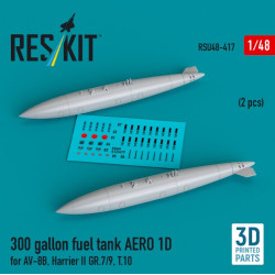 Reskit Rsu48-0417 1/48 300 Gallon Fuel Tank Aero 1d For Av 8b Harrier 2 Gr.7 9 T.10 2 Pcs 3d Printed