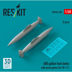 Reskit Rsu48-0438 1/48 600 Gallon Fuel Tanks With Pivot Pylons For Fb-111 2 Pcs 3d Printed