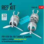 Reskit Rsu48-0483 1/48 Pby-5/5a/ Oa-10a Catalina Propellers Engines Cowlings Closed Engines Bay For Revell/Monogram/Hasegawa Kit 3d Printed