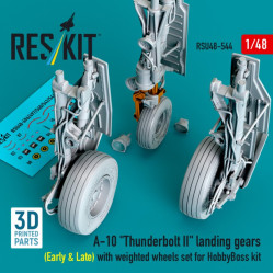 Reskit Rsu48-0544 1/48 A-10 Thunderbolt 2 Landing Gears Early Late With Weighted Wheels Set For Hobbyboss Kit Metal 3d Printed