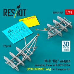 Reskit Rsu48-0549 1/48 Mi-8 Hip Weapon Mounting Frame With Bd3-57krv For Trumpeter Kit Ussr/Ukraine Early 2 Pcs
