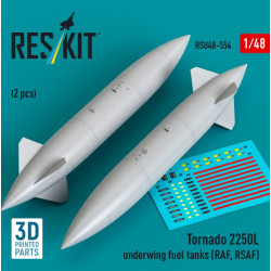 Reskit Rsu48-0554 1/48 Tornado 2250l Underwing Fuel Tanks Raf Rsaf 2 Pcs 3d Printed
